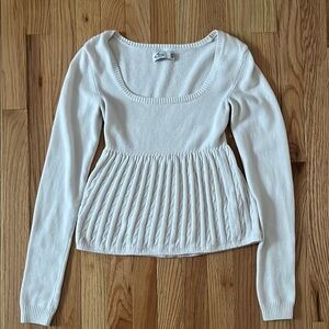 Hollister White Long Sleeve Babydoll Blouse